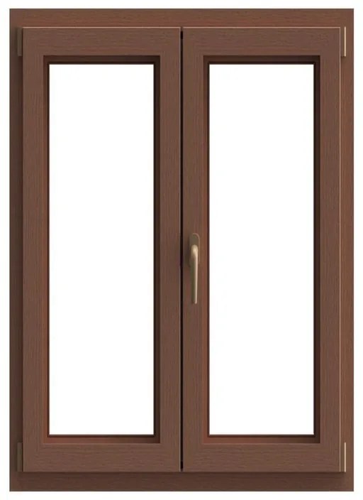 Finestra in PVC rovere dorato L 100 x H 140 cm, 2 ante apertura a destra