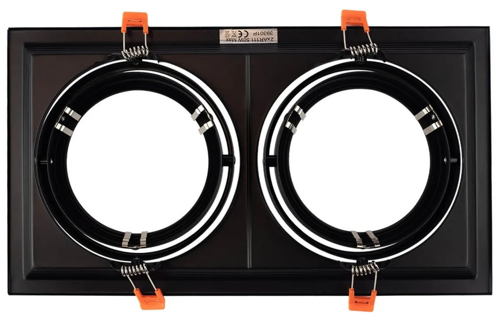Faro da Incasso Orientabile Nero - 2 lampade AR111 Foro 315x163mm