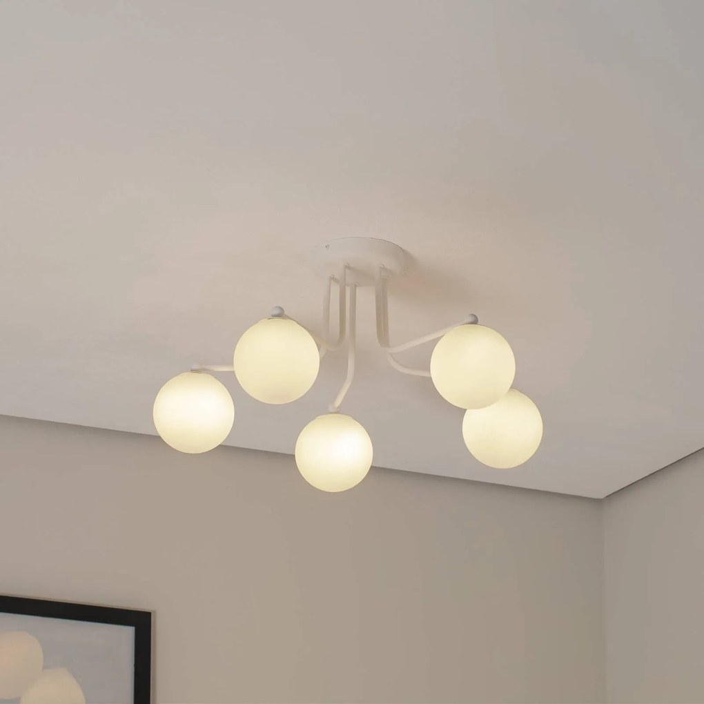 Plafoniera soffitto Astral SOLLUX LIGHTING, dimmerabile, Bianco / Opale, Soggiorno / Sala da pranzo, Vetro, Moderno, Plafoniera
