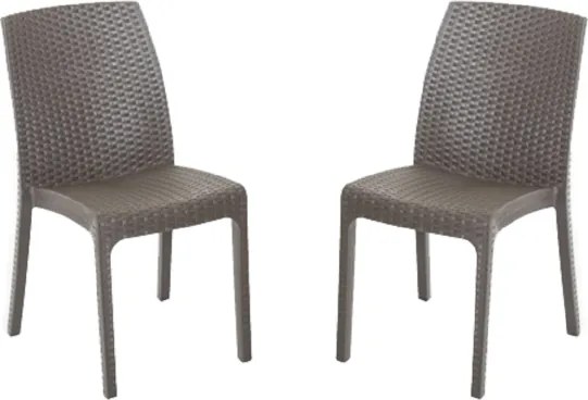 Sedia impilabile in polipropilene effetto rattan VIRGINIA Caffč set 2 pezzi