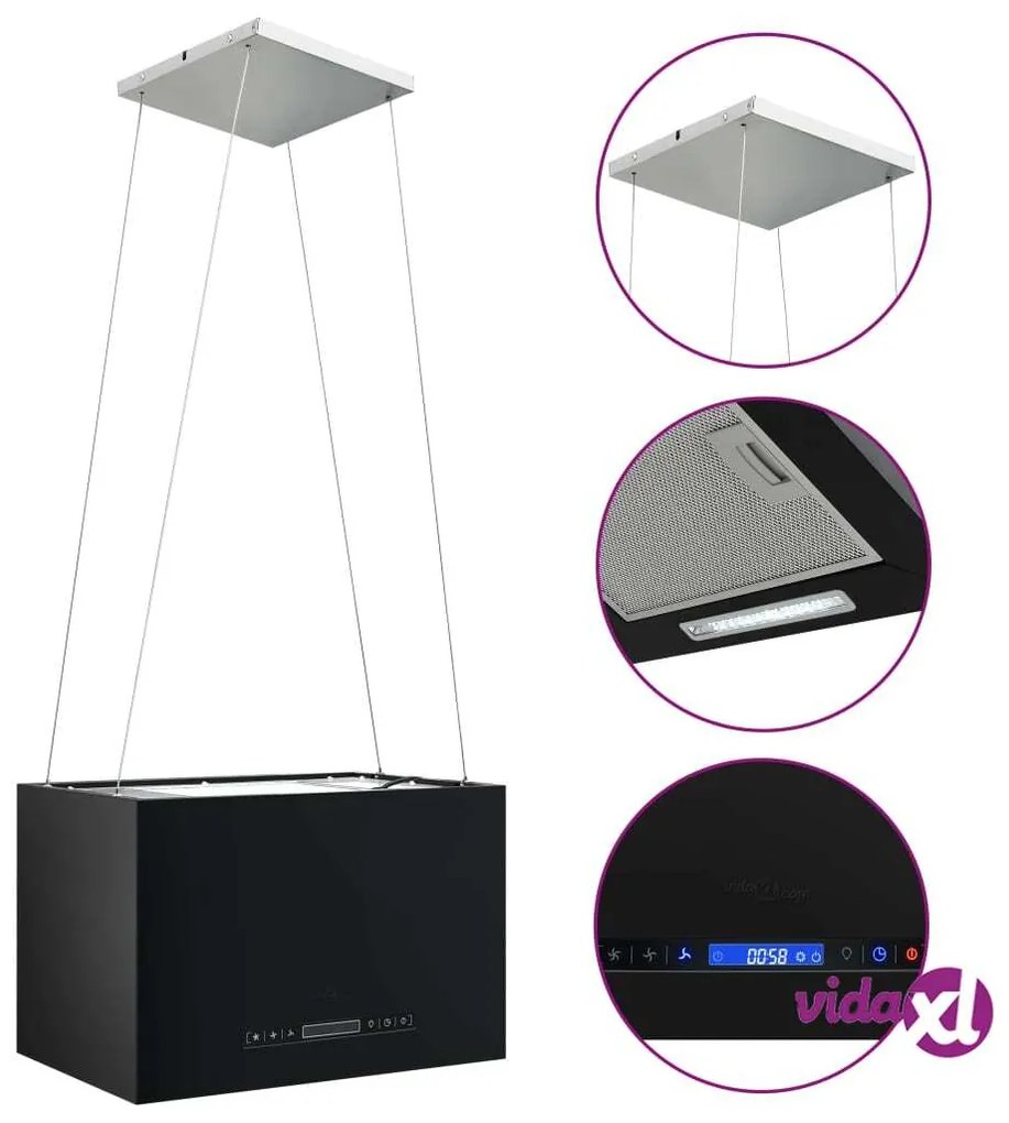 vidaXL Cappa da Cucina ad Isola Sospesa LCD Sensore 55 cm in Acciaio