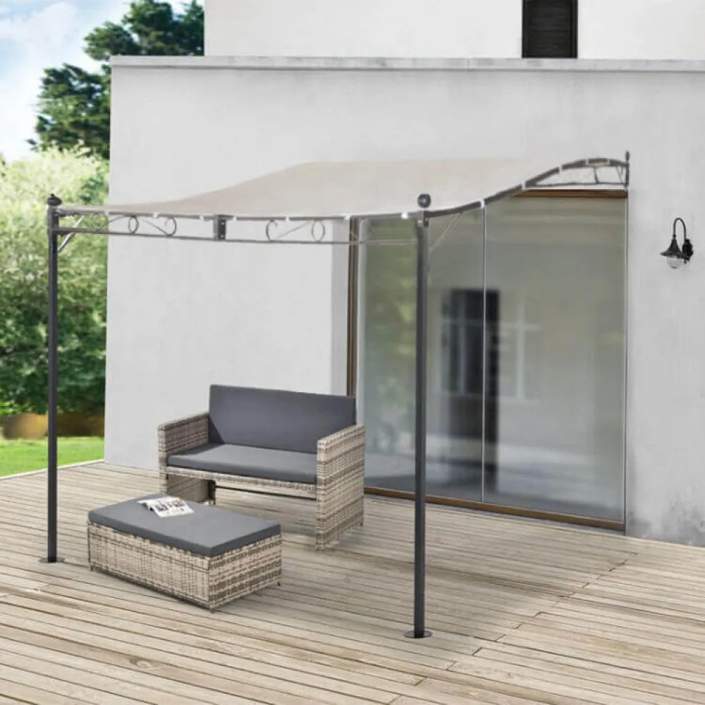 Gazebo Pergola Addossato 3x4 m in Acciaio Antracite...