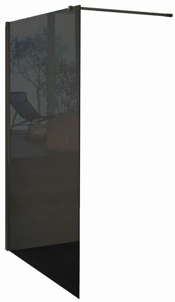 Box doccia walk-in Wens, vetro fumè 6 mm, H 200 cm, profilo nero