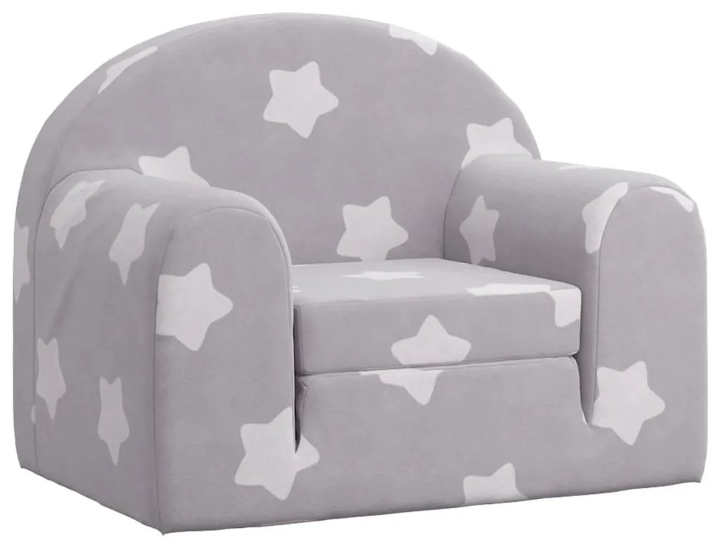 Divano letto bambini grigio chiaro con stelle morbido peluche