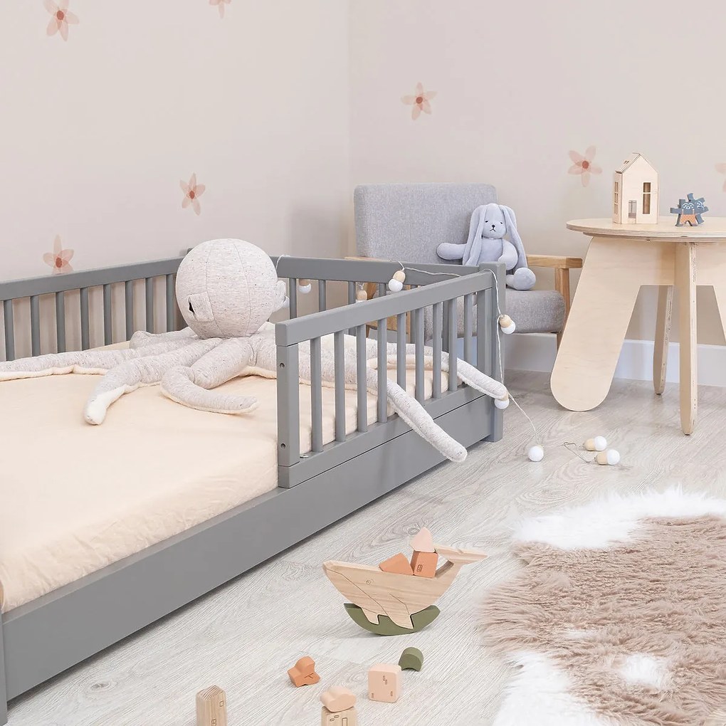 Letto basso per bambini Montessori Ourbaby - grigio - 140x70 cm