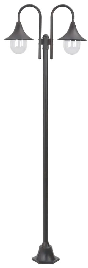 Lampione Da Giardino E27 220 Cm İn Alluminio 2 Lampade Bronzo /
