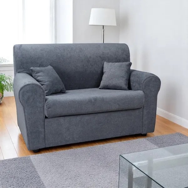 Divano 2 posti 127 cm in tessuto con cuscini Grigio