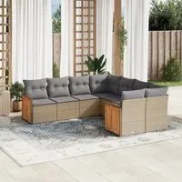 Set Divano da Giardino 8 pz con Cuscini Beige in Polyrattancod mxl 90286