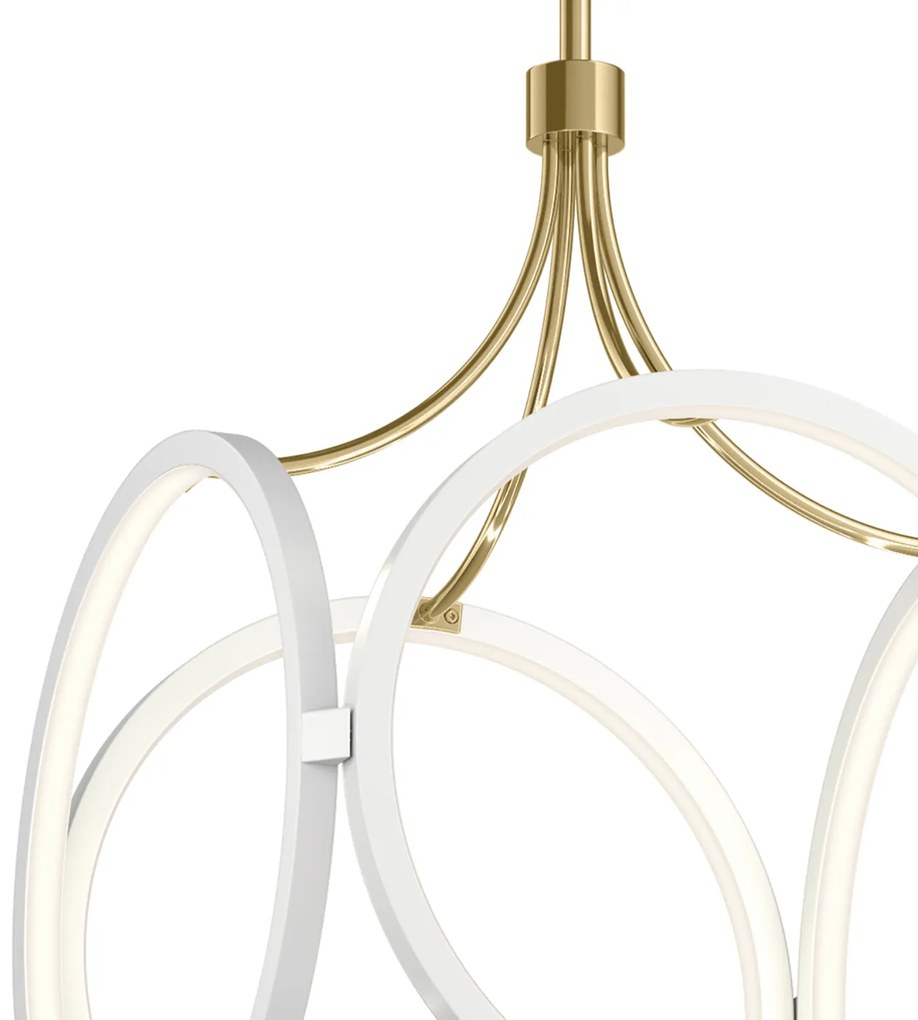 Lampadario Industrial Nordico Ciri Alluminio Bianco Oro Champagne Led 45W 3000K