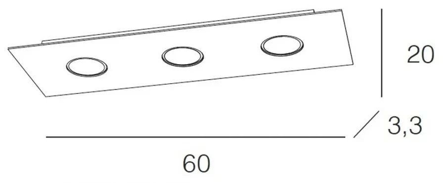 Plafoniera Moderna Rettangolare Area Metallo Grigio Metallo 3 Luci Gx53