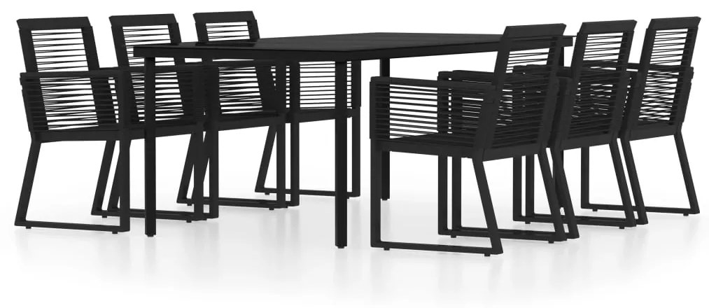 Set mobili da pranzo per giardino 7 pz nero