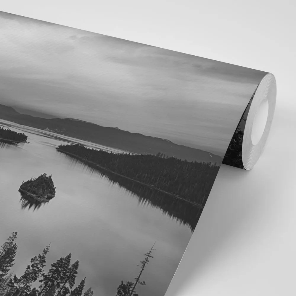 Fotomurale – Sera al lago in bianco e nero