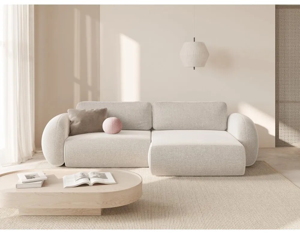 Divano angolare color crema allungabile/con contenitore con rivestimento in ciniglia Tonale – Cosmopolitan Design