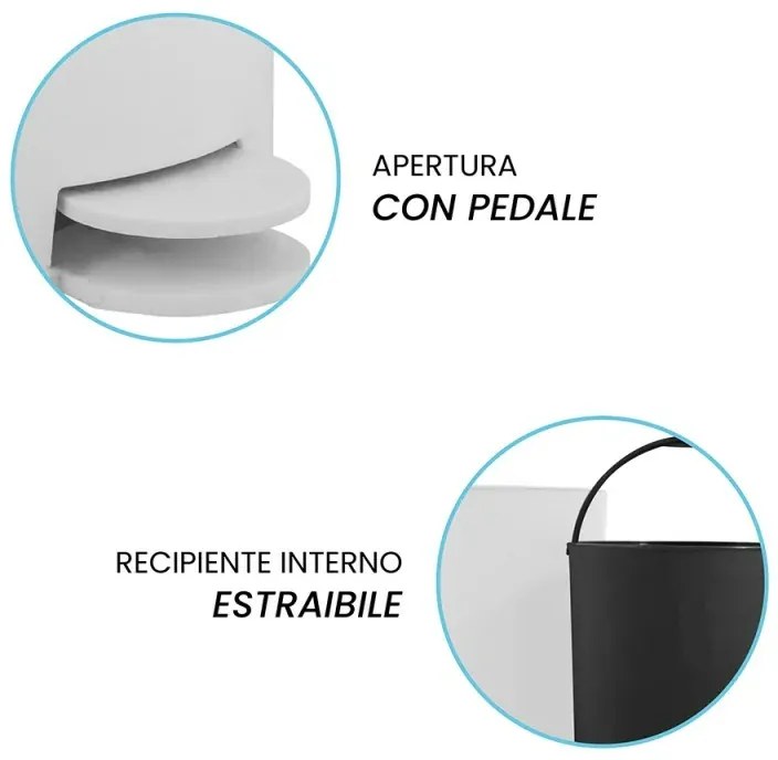 Pattumiera bagno 3 Lt bianco con apertura a pedale Orbix