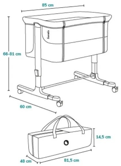 Lionelo - Culla per bambini 3in1 AURORA grigio scuro