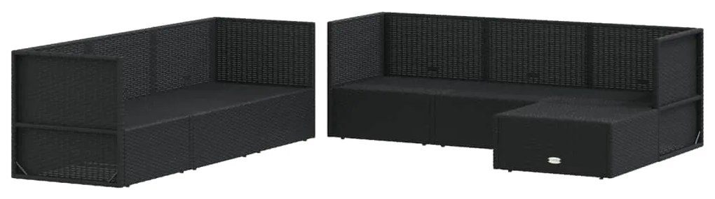 Set Salotto da Giardino con Cuscini 7pz Nero Polyrattan