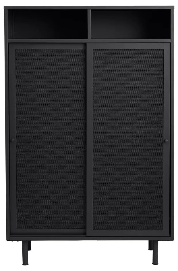 Armadietto nero in metallo con ante scorrevoli 90x140x40 cm Veep – Unique Furniture