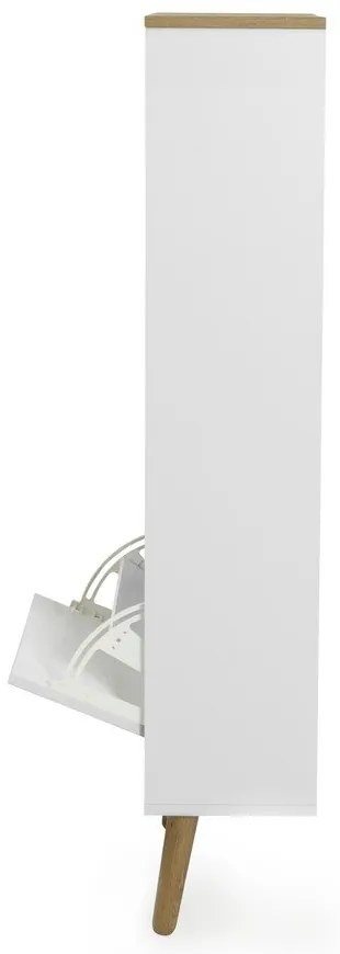 Scarpiera bianca con gambe in legno di quercia a 3 calci Dot - Tenzo