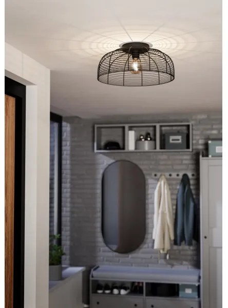 Eglo 43896 - Plafoniera RINROE 1xE27/40W/230V nero