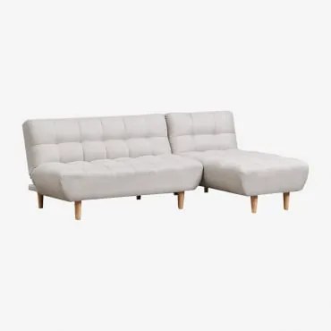 Divano Letto Chaise Longue 3 Posti Madison Tessuto Beige Crema - Sklum