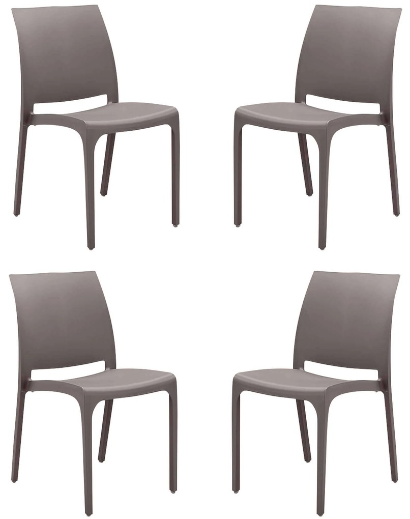 VOLGA - sedia da giardino in plastica set da 4