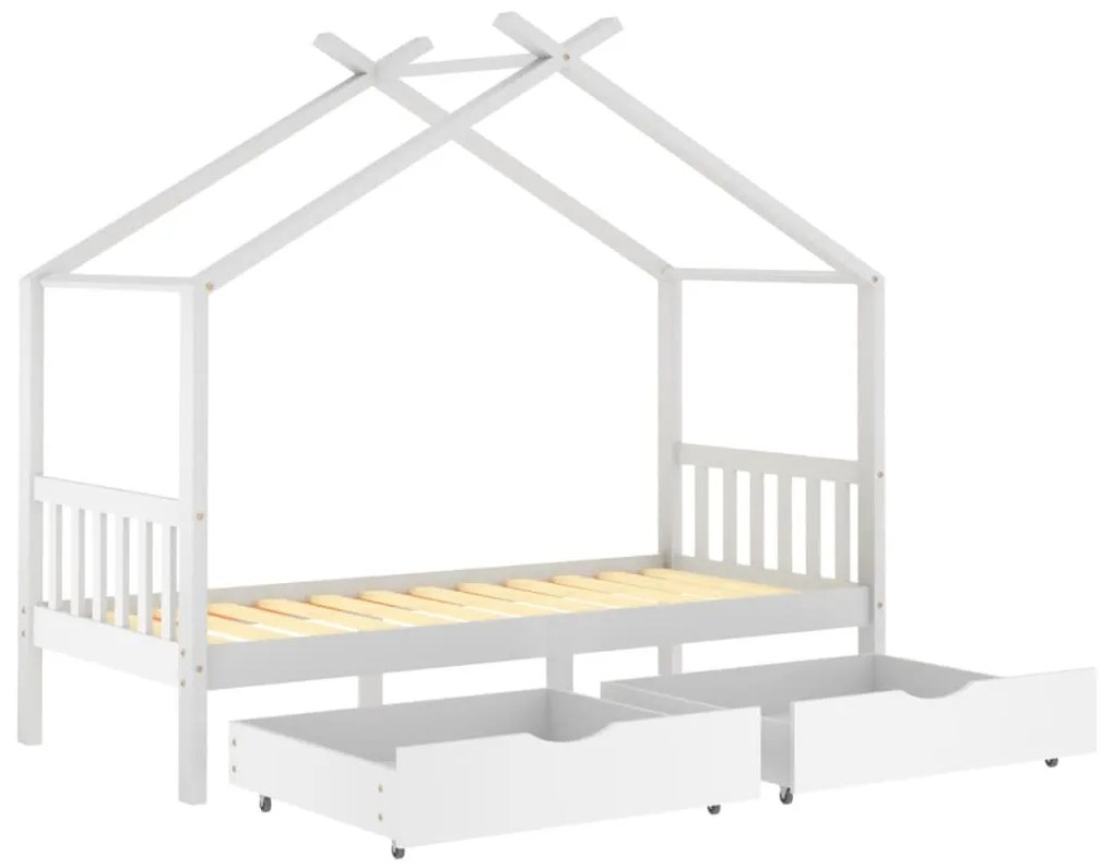 Giroletto bambini bianco con cassetti massello di pino 90x200cm