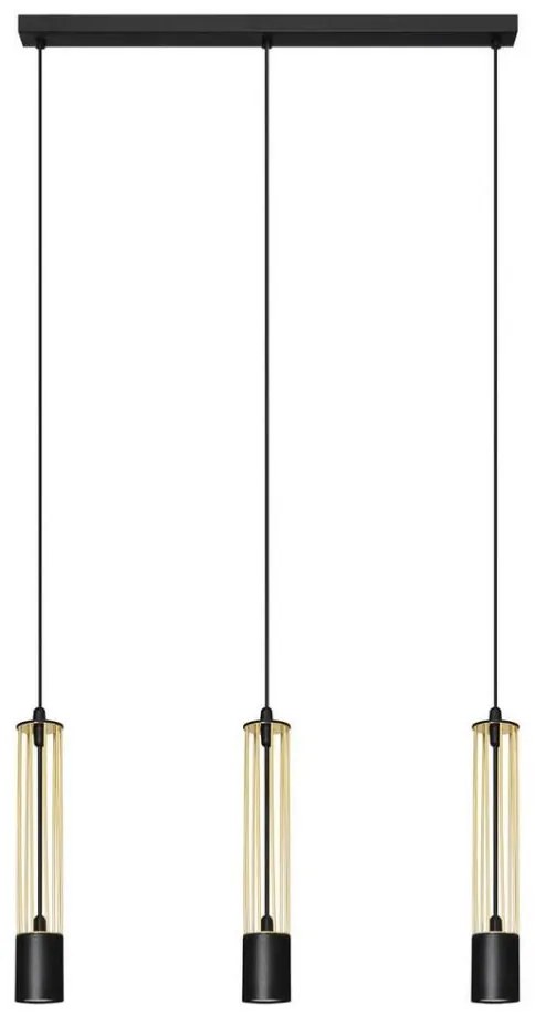 LED Lampadario su corda BARS 3xGU10/4,8W/230V oro/nero