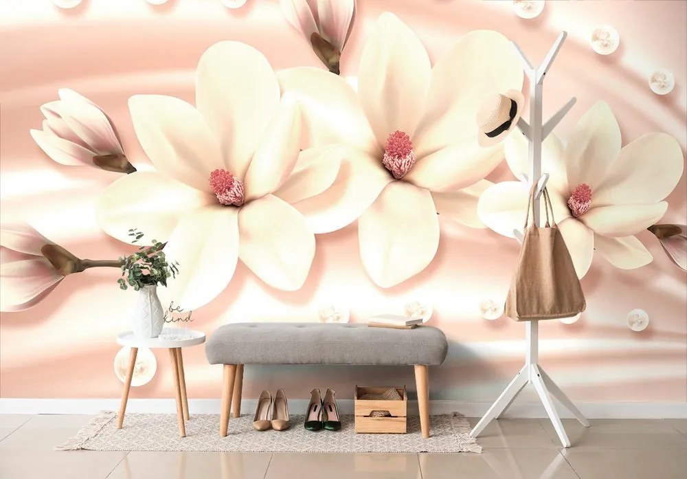 Carta da parati – Magnolia lussuosa con perle