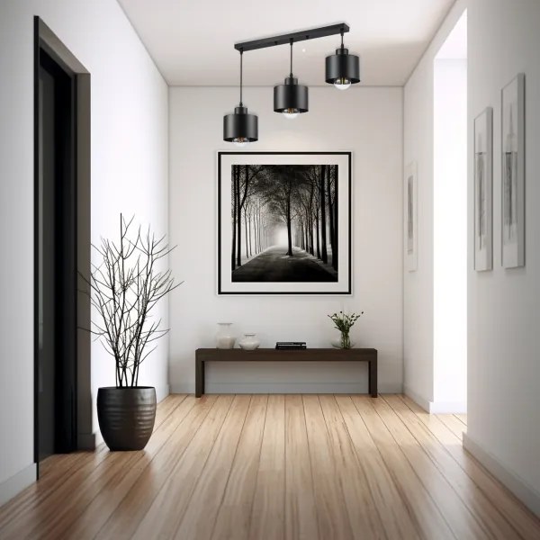 Lampadario a sospensione con filo 3xE27/35W/230V nero