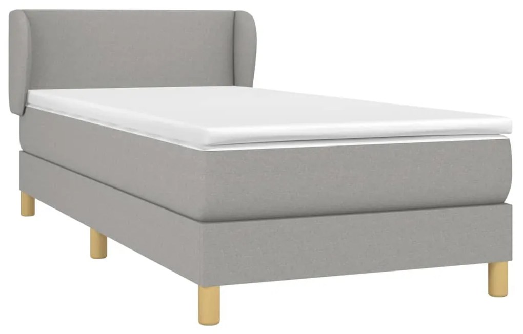 Giroletto a molle con materasso grigio chiaro 90x200 cm tessuto