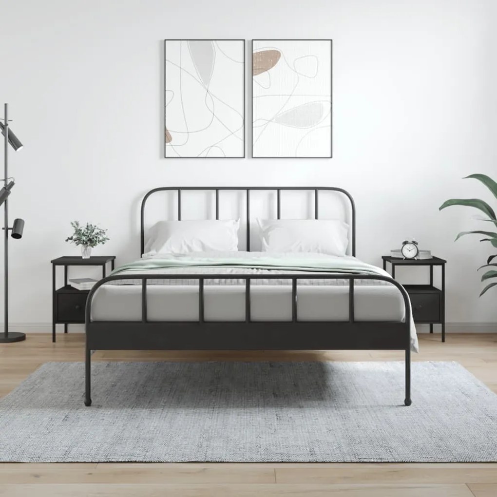 Comodini 2pz Neri 34x36x50 Cm İn Legno Multistrato /