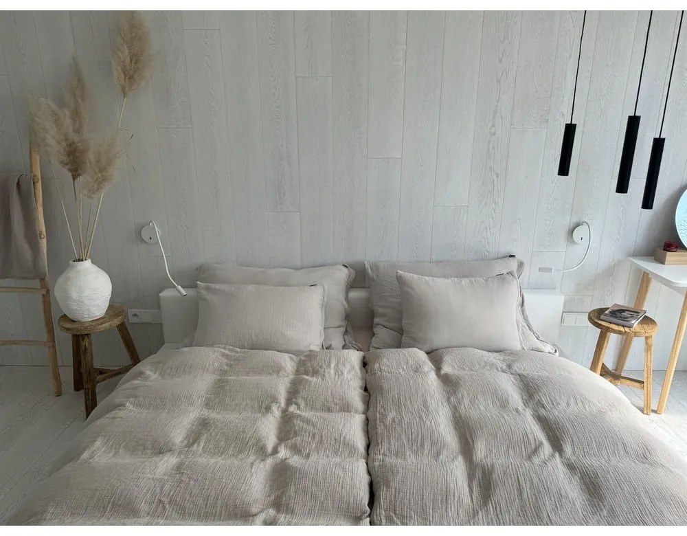 Set copripiumino e federa beige in mussola per letto matrimoniale 200x200 cm Plain Muslin – Butter Kings