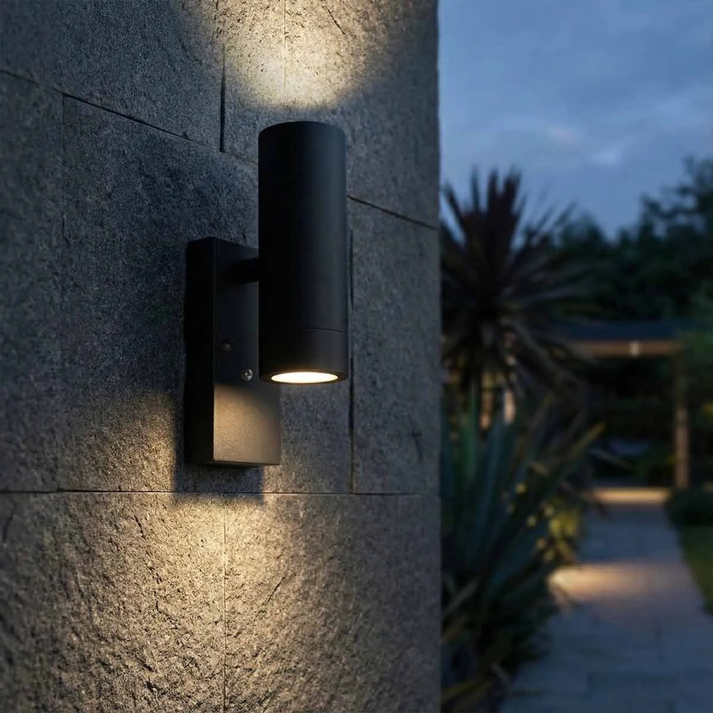 Applique Bidirezione GU10 con Sensore Crepuscolare IP65 - Nera