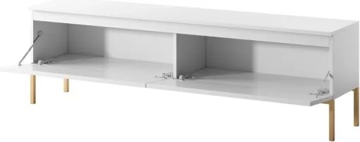 Mobile TV Da Terra 150 Cm 2 Ante Bianco Piedini Oro Lume