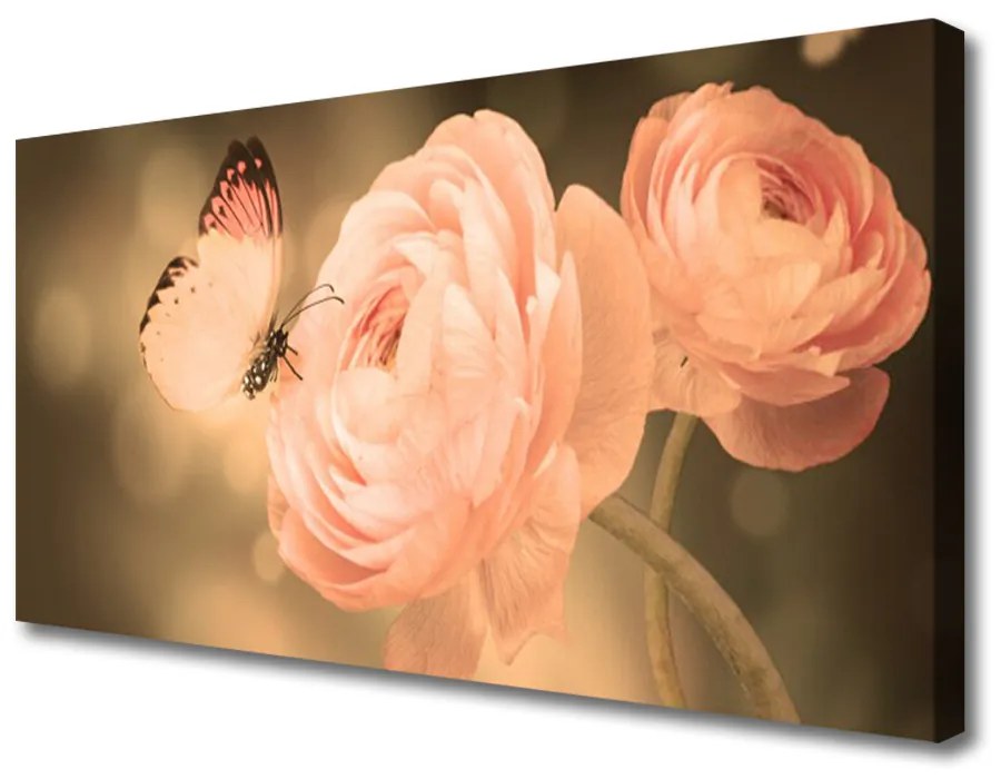 Foto quadro su tela Farfalla Rose Natura 100x50 cm