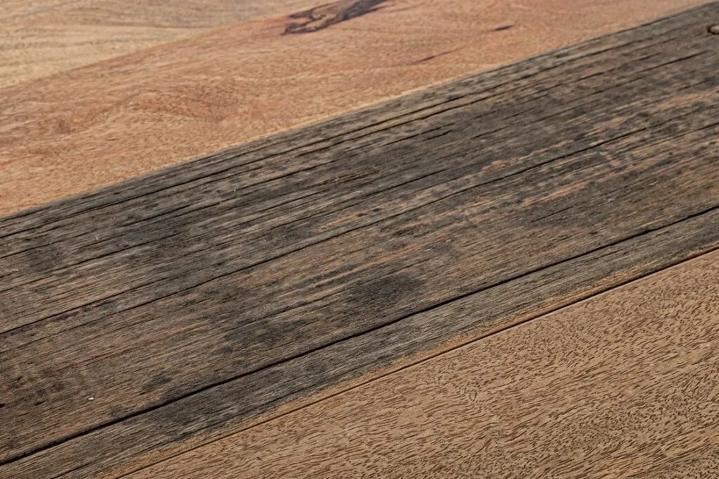 Tavolo ELMER in legno di acacia e gambe in acciaio nero, 200×100 cm