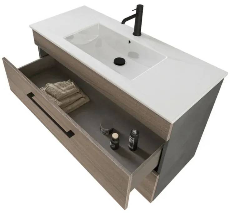 Mobile bagno sospeso 100 cm Smart olmo/lava con specchio