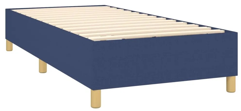 Letto a Molle con Materasso e LED Blu 90x200 cm in Tessuto