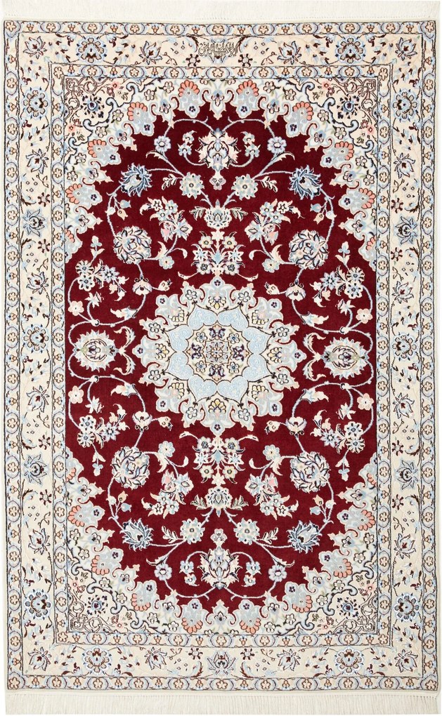 Nain Tappeto 110 x 160 Rosso (Iran) Annodato A Mano