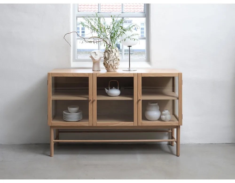 Vetrina in legno di quercia di colore naturale 88x140 cm Elba - Unique Furniture