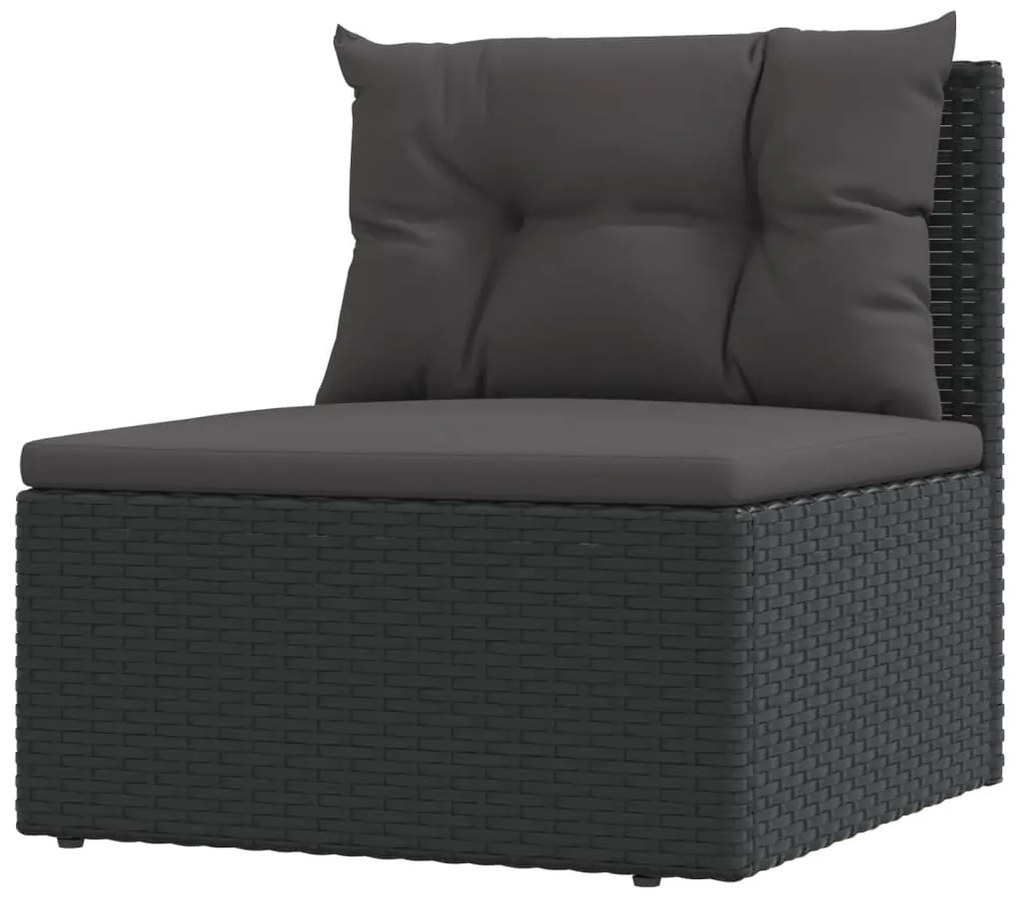 Set Salotto da Giardino con Cuscini 7pz Nero Polyrattan