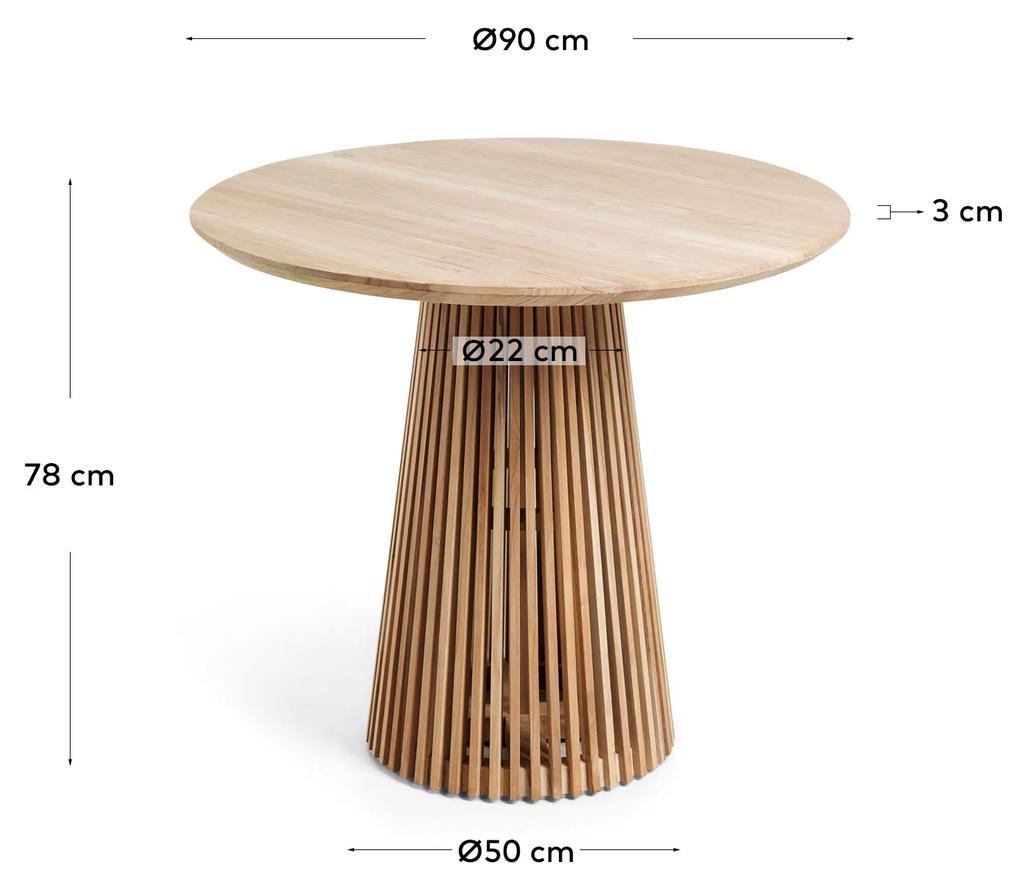 Kave Home - Tavolo rotondo Jeanette in legno massello di teak Ã˜ 90 cm