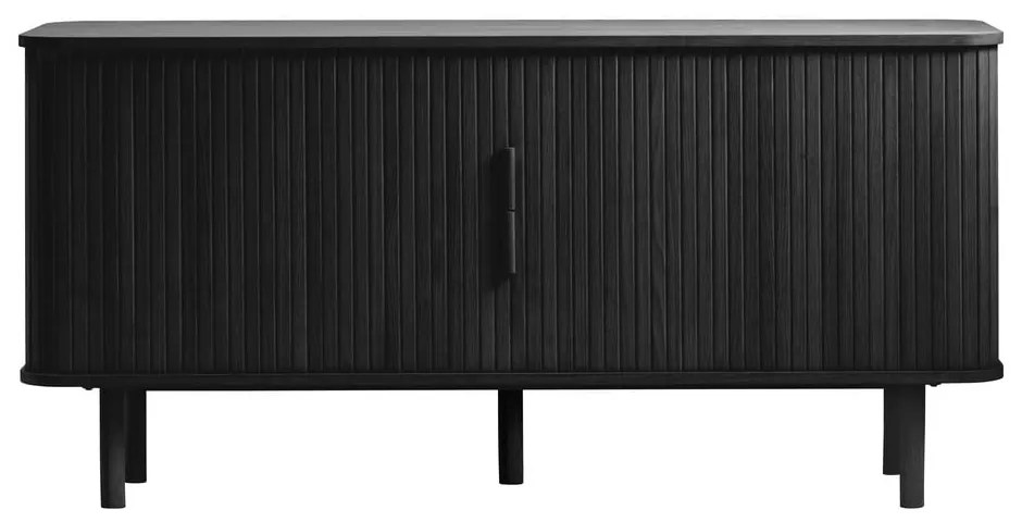 Cassettiera bassa nera in rovere con ante scorrevoli 76x160 cm Cavo - Unique Furniture