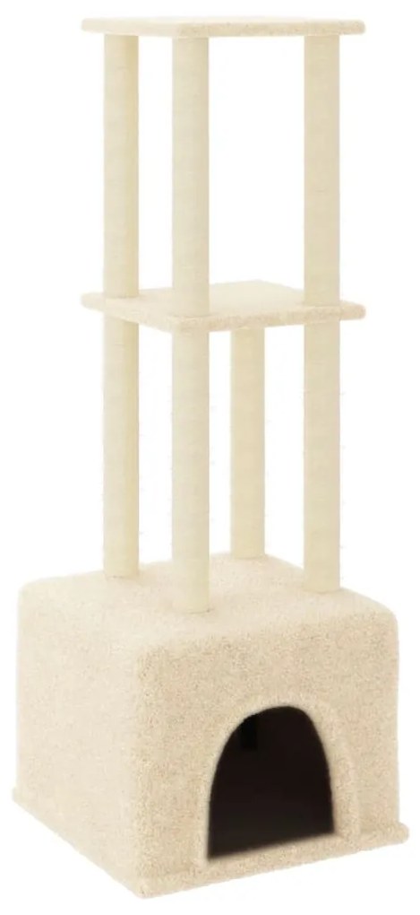 Albero per gatti con tiragraffi in sisal crema 133,5 cm