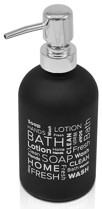 Set dosatore sapone liquido moderno in vetro colorato con stampe a contrasto