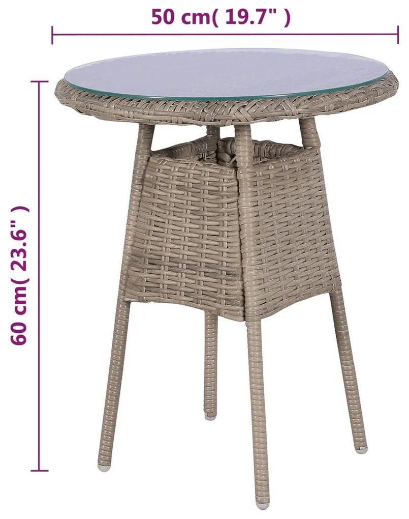 Set da Bistro 3 pz con Cuscini in Polyrattan Marrone