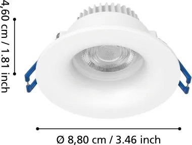 Eglo 902271 - Plafoniera da incasso per bagno SALABATE LED/4,9W/230V Ø8,8cm IP65 bianco