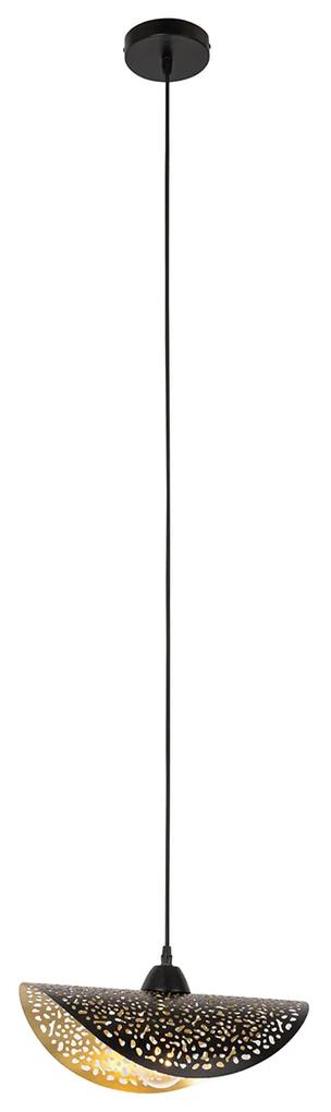 Lampada a sospensione orientale nera con oro 35 cm - Japke