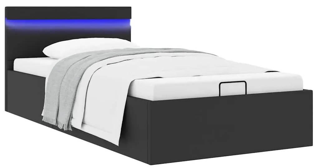 Giroletto Contenitore Idraulico Led Nero Similpelle 90x200 Cm /
