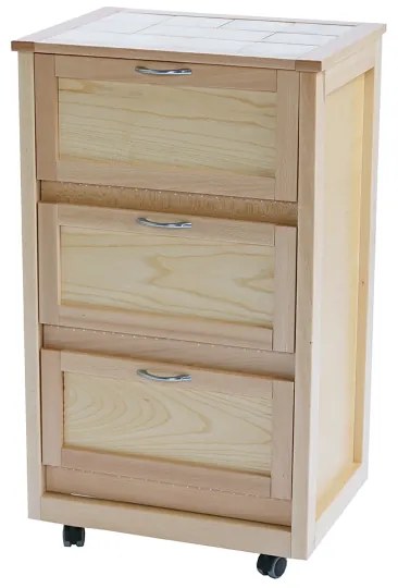 Carrello mobiletto con ante in legno a ribalta Naturale LANDHELL